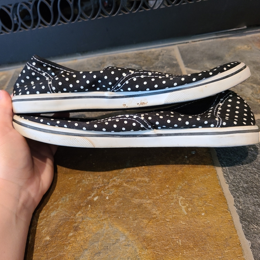 Vans Limited Edition Black and White Polka Dot Lace-up slide on Sneakers 6.5 - Picture 4 of 5